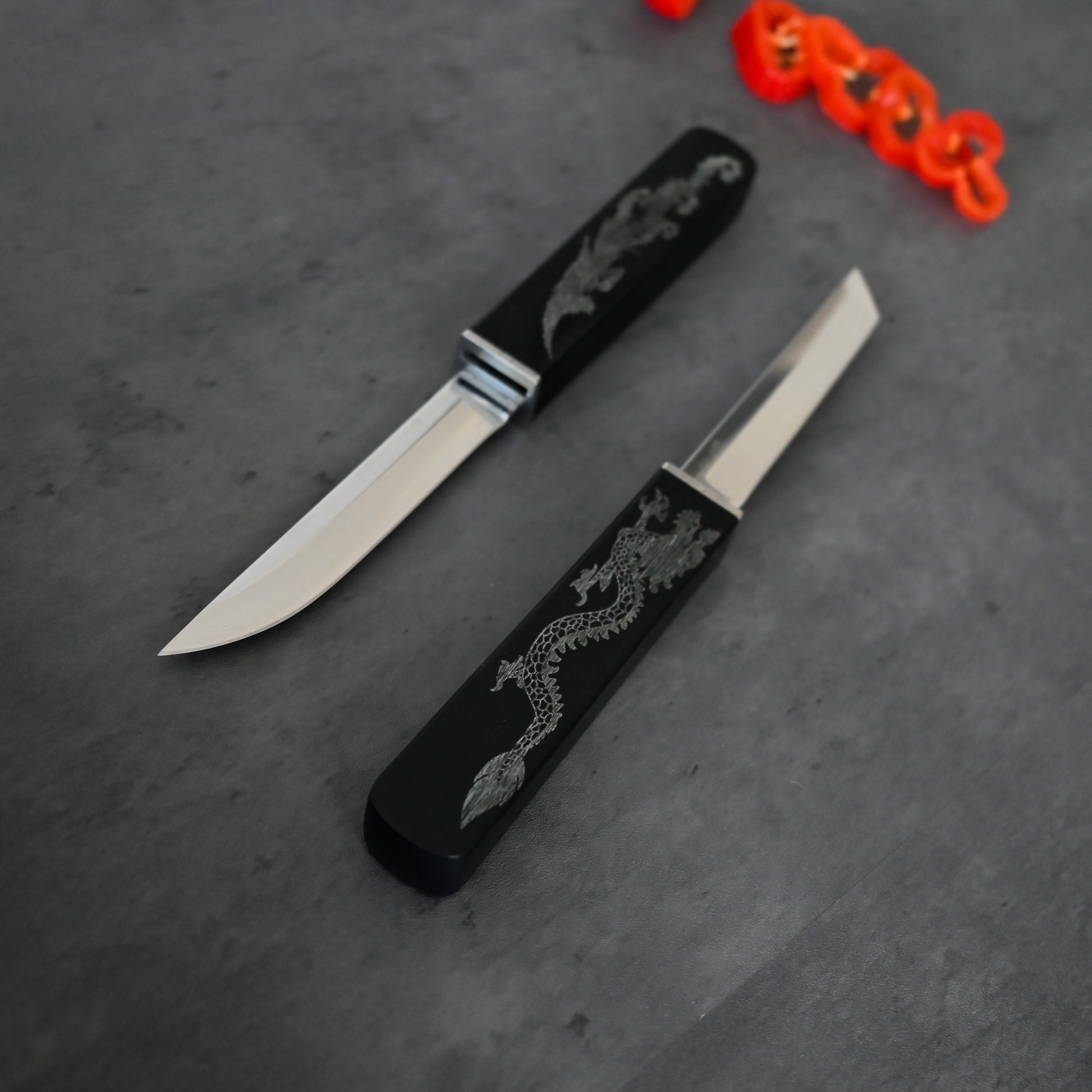 Limited Edition Onyx Black Dual Blade Chef Knife - JAPAKNIVES
