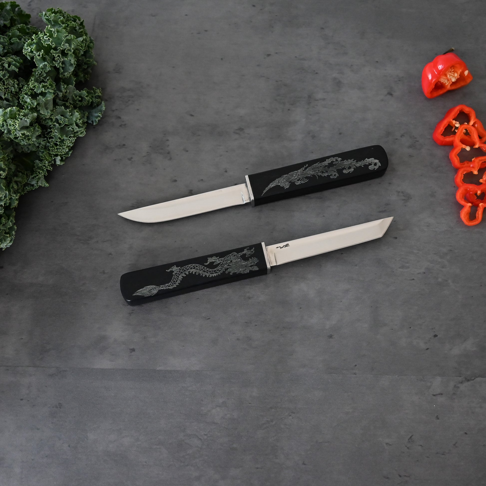 Limited Edition Onyx Black Dual Blade Chef Knife - JAPAKNIVES